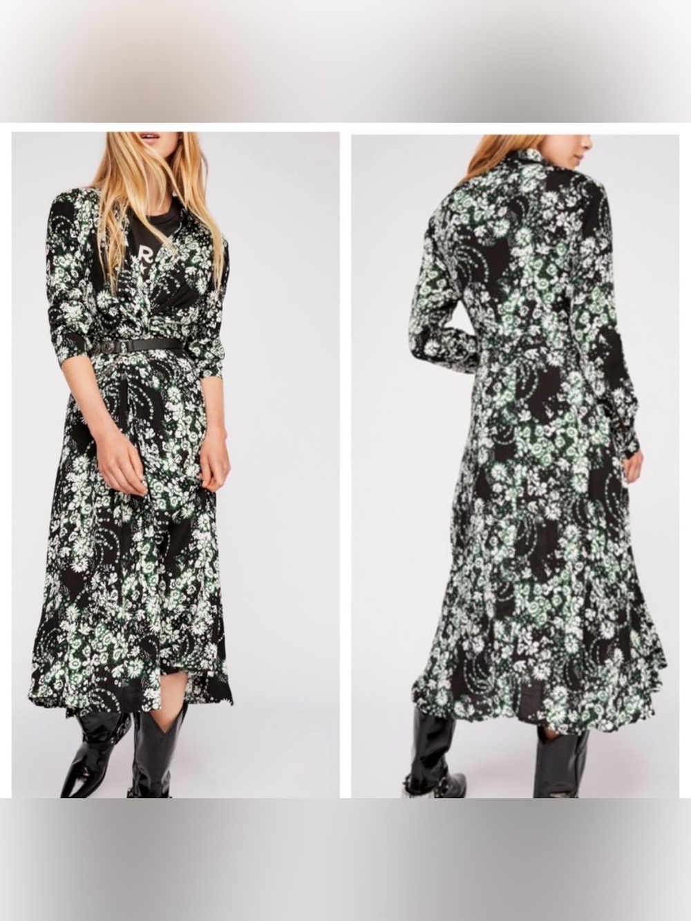 Free People Tough Love Floral Shirt-Dress